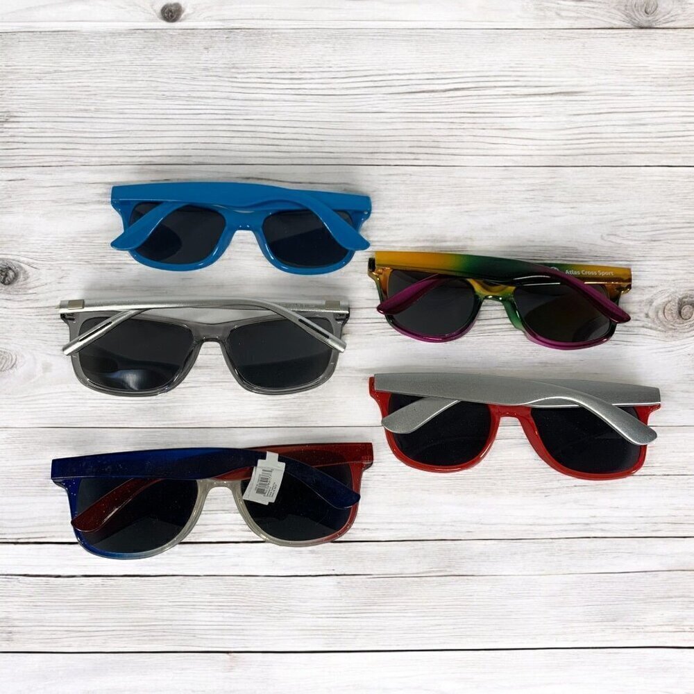 Sunglasses Lot of Five Assorted Pairs Wayfarer Colorful Mirror Lenses Red Blue - Picture 3 of 3